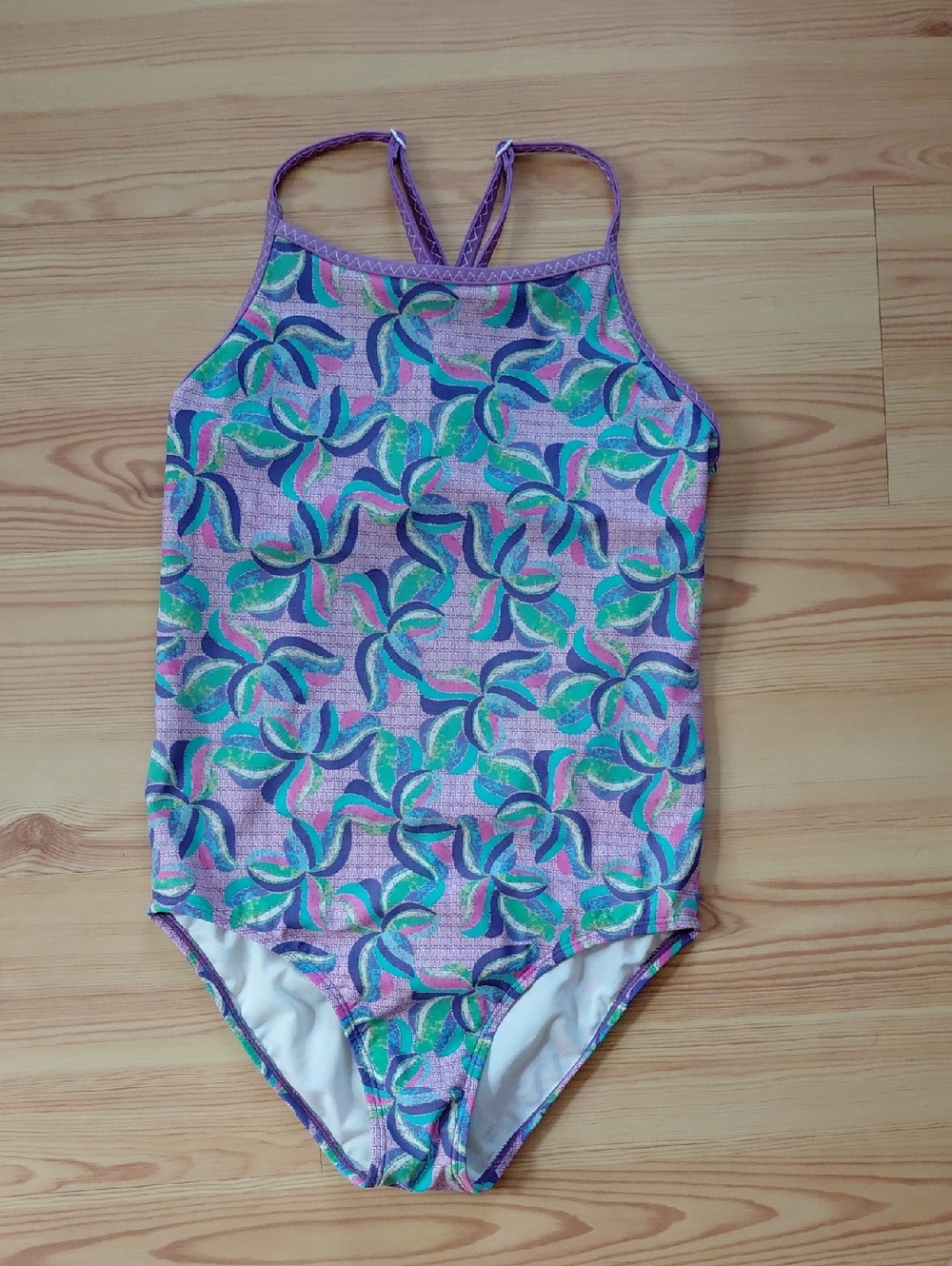 LL Bean Kids Purple Printed One-Piece Swimsuit